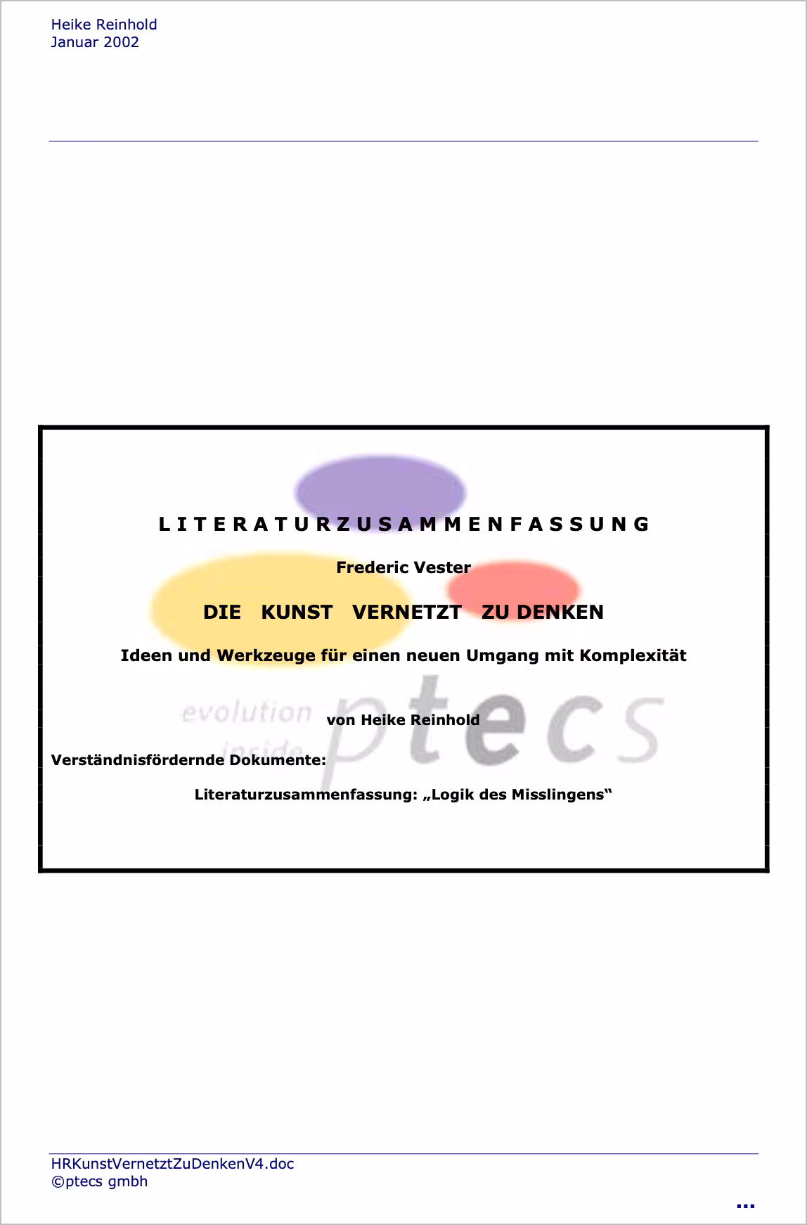 Übersicht über die Kunst vernetzt zu denken